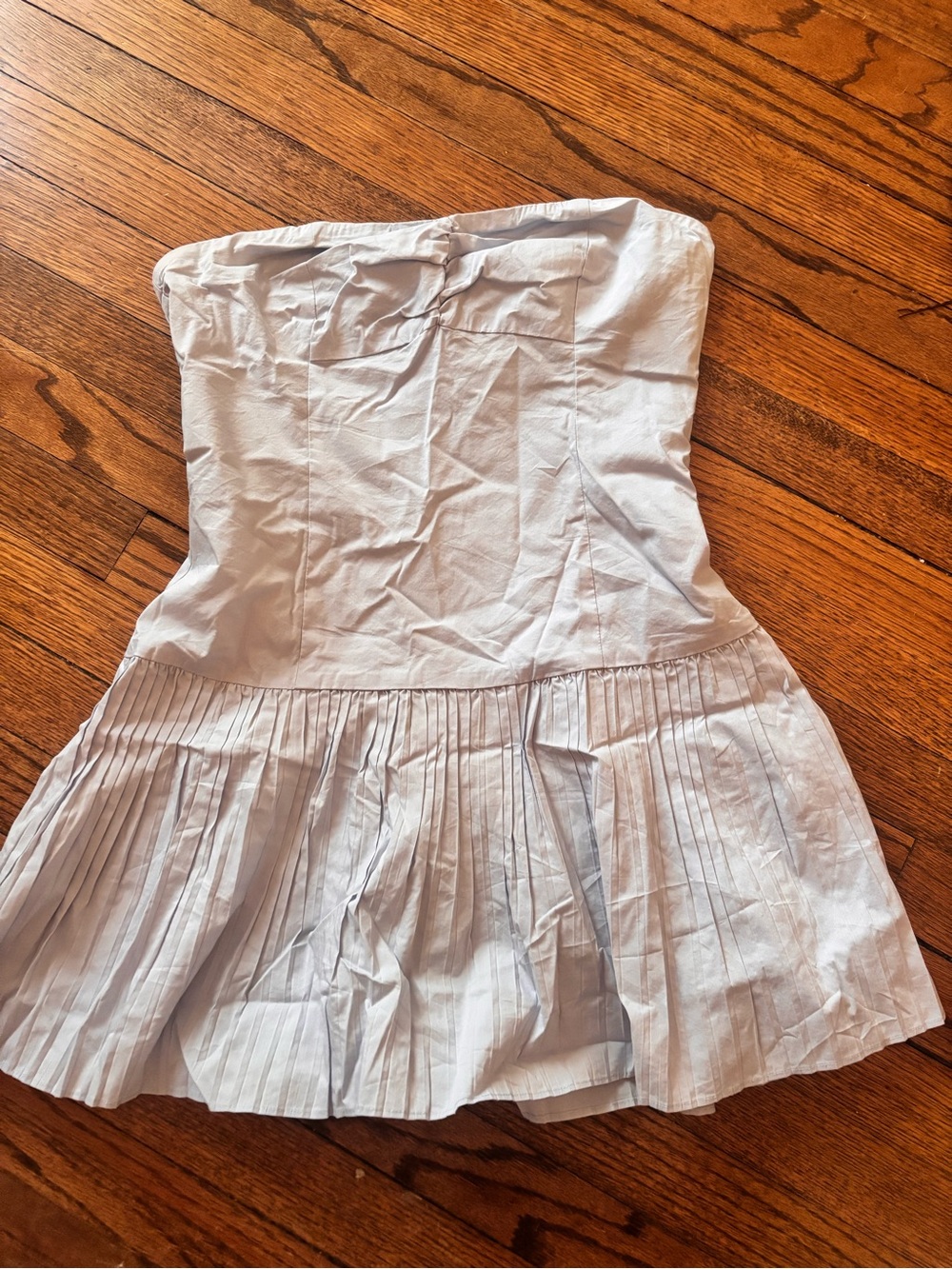 MORE TO COME Strapless Pleated Mini Dress in Light Blue